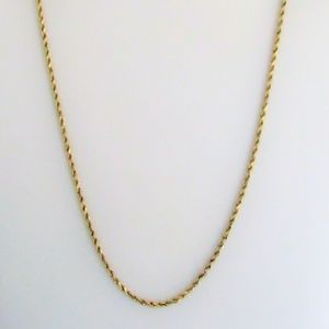 14K Solid Yellow Gold Rope Necklace 10.3G 20" 2MM